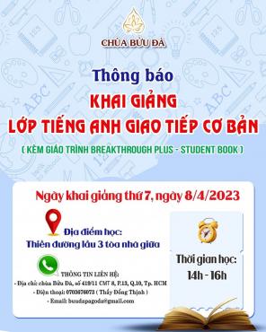 Chùa Bửu Đà: Thông báo khai giảng Lớp tiếng Anh giao tiếp cơ bản