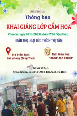 Chùa Bửu Đà: Thông báo mở lớp 'Dạy cắm hoa cơ bản' năm 2023