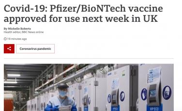 Nước Anh trở thành quốc gia đầu tiên phê duyệt vaccine Pfizer/BioNTech