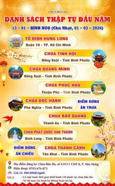 Thông báo: đăng ký tham dự chương trình hành hương đầu năm Bính Ngọ (2026)