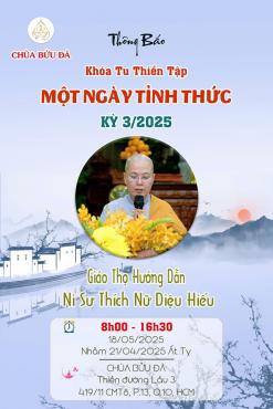 Chùa Bửu Đà: Khóa tu 'Một ngày tỉnh thức' Kỳ 03/2025