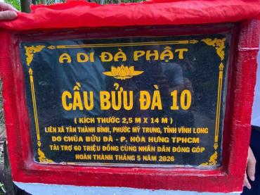 Chùa Bửu Đà: Lễ Khánh thành cầu Bửu Đà 10 nhân mùa Phật Đản 2026
