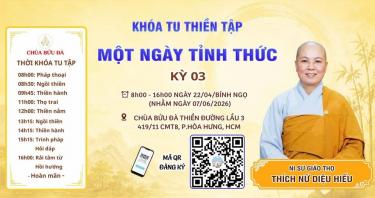 CHÙA BỬU ĐÀ - THÔNG BÁO KHÓA TU “MỘT NGÀY TỈNH THỨC” – Kỳ 03 ngày 07/06/2026 