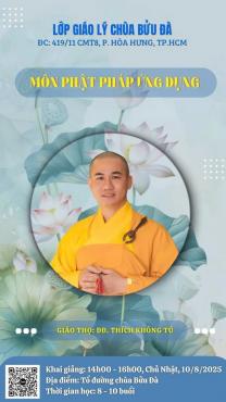 THÔNG BÁO: KHAI GIẢNG MÔN PHẬT PHÁP ỨNG DỤNG (LỚP GIÁO LÝ CƠ BẢN)