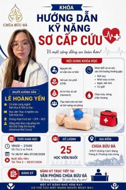 Hình ảnh buổi học đầu tiên khóa hướng dẫn kỹ năng sơ cấp cứu từ ngày 28/07 đến 07/08/2026.
