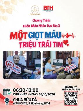 Kính Mời Quý Phật Tử Đăng Ký Hiến Máu Nhân Đạo - Lần 03/2026