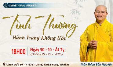 Kính mời quý Phật tử về tham dự khóa lễ Thí thực, Thính pháp & Sám Hối tối 30/10Al (19/12/2025).