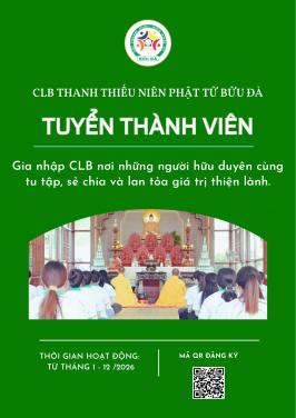 TUYỂN THÀNH VIÊN CLB THANH THIẾU NIÊN PHẬT TỬ BỬU ĐÀ